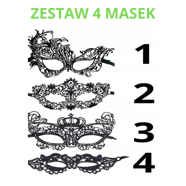 ZESTAW 4 Masek Na Oczy Koronkowa Wenecka 4 Rodzaje OPASKA PANIEŃSKIE
