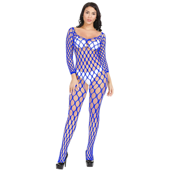 Zmysłowy BODYSTOCKING Niebieska Siatka Z Dziurką BIELIZNA EROTYCZNA Sexy TUBA