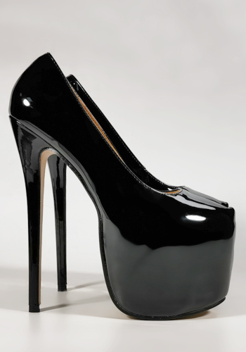 Czarne lakierowane szpilki ADORAY-1018 na platformie, buty erotyczne SexyHeels 18 cm – eleganckie wysokie pompy