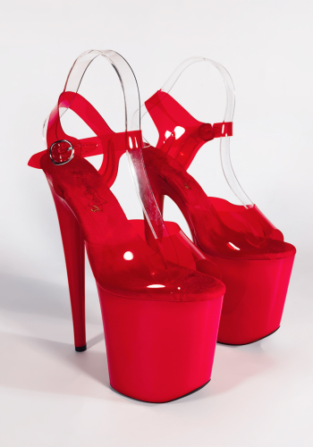 Czerwone szpilki na wysokiej platformie, lakierowane buty do pole dance i exotic dance SexyHeels