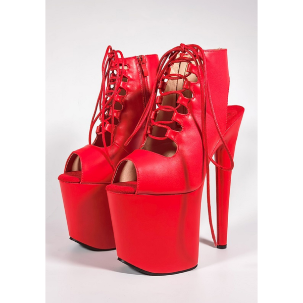 Szpilki EXOTIC-1020 Botki Czerwone NA PLATFORMIE Buty do Pole Dance SexyHeels 20 CM