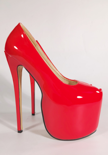 Czerwone lakierowane szpilki ADORAY-1018 na platformie, buty erotyczne SexyHeels 18 cm – kobiece wysokie pompy