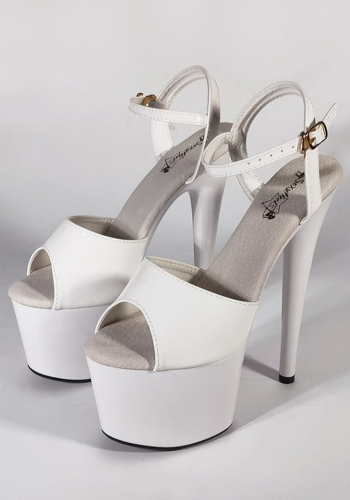 Białe sandały na platformie i wysokim obcasie, seksowne buty damskie do tańca i pole dance