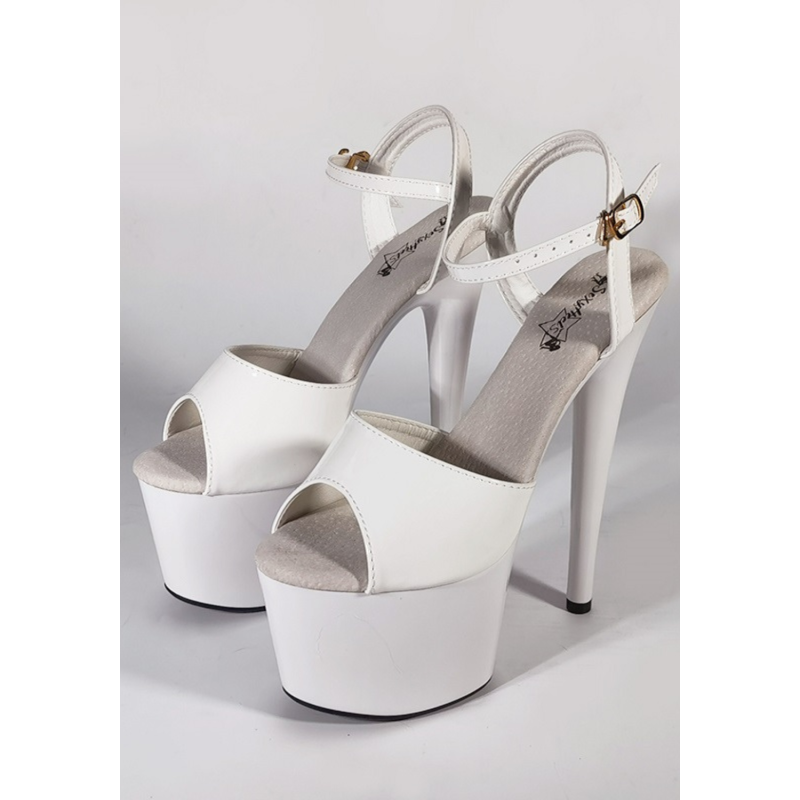 Białe sandały na platformie i wysokim obcasie, seksowne buty damskie do tańca i pole dance